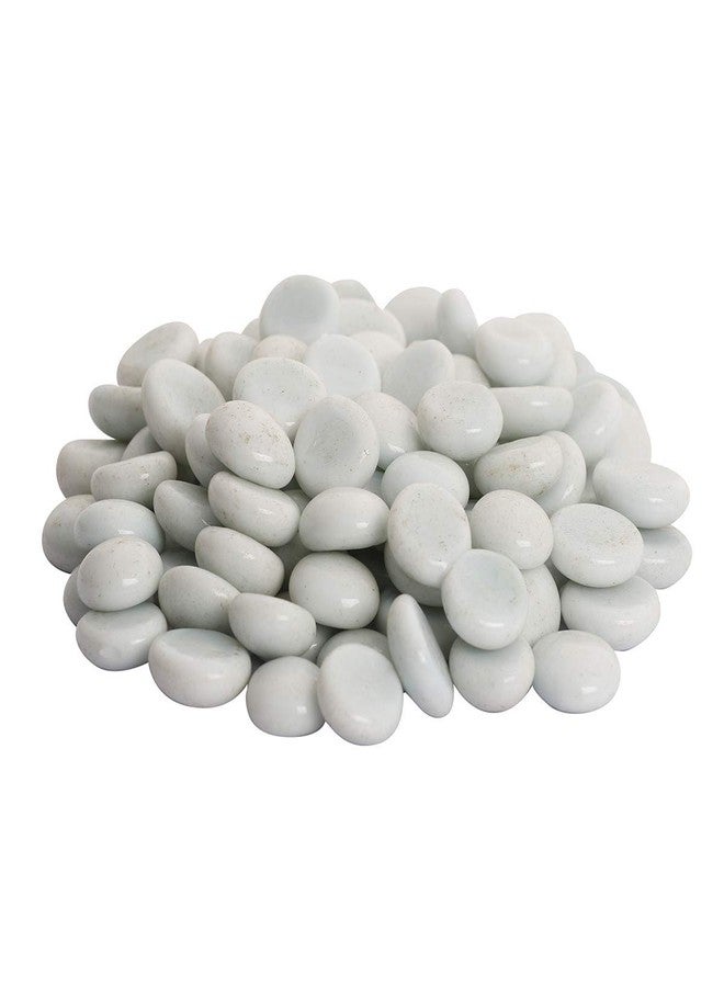 LuckymordenGlass Decorative Pebbles Stones for Outdoor Garden Aquarium and Vase Fillers (Milky White, 500Gram 55Pcs) - Image 2